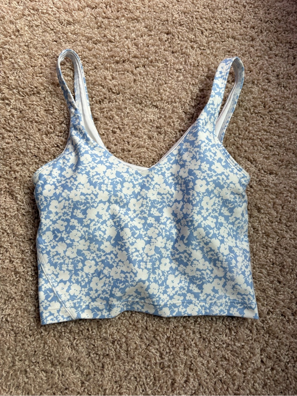 Gilly Hicks White Cropped Sports Bralette with Light Blue Trim